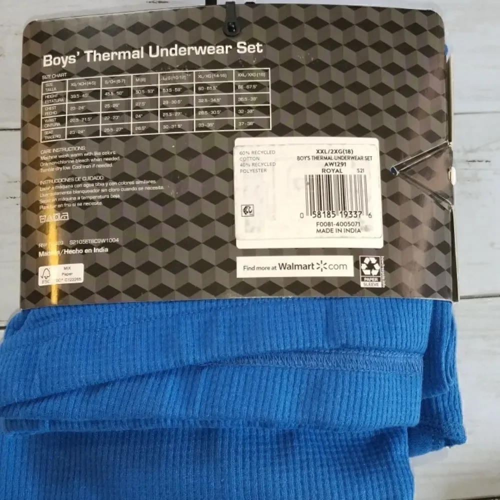 Boys Thermal Underwear Pajama Long Sleeve Shirt & Pants 2pc Set